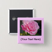 ピンクのバラボタン 缶バッジ (正面&裏面)