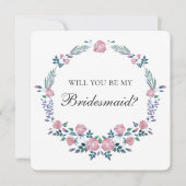 ピンクのバラリース。私の花嫁のメイドになってくれないか？ 招待状 (正面)