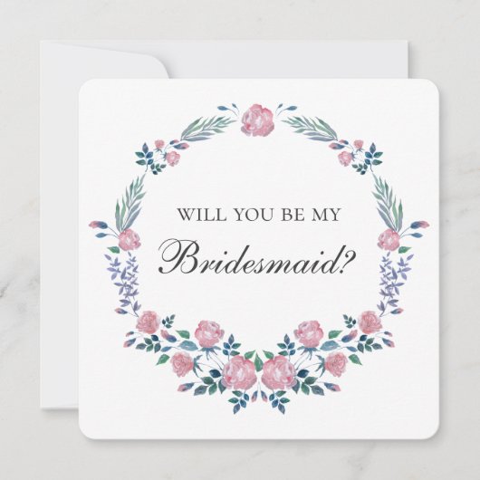 ピンクのバラリース。私の花嫁のメイドになってくれないか？ 招待状 (正面)