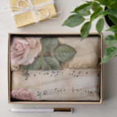 ピンクのバラヴィンテージスタイル音楽シートephemera 薄葉紙 (ギフト)