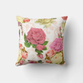 ピンクのバラヴィンテージ花柄 クッション (裏面)