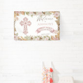 ピンクのバラ乾草ガールファースト聖餐式 横断幕 (インサイチュ)