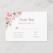 ピンクのバラ予算の結婚式RSVPカードエンクロージャ エンクロージャーカード (正面)