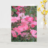 ピンクのバラ付きグリーティングカード カード (黄色い花)