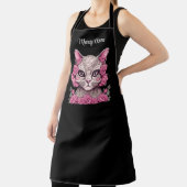 ピンクのバラ付き猫パーソナライズされたのカスタムエプロン エプロン (インサイチュ)