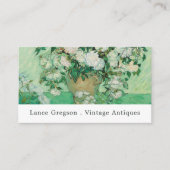 ピンクのバラ付き花瓶、アンティークディーラー 名刺 (正面)