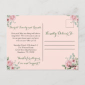 ピンクのバラ写真の赤ちゃん女の子発表はがき ポストカード (裏面)