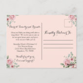 ピンクのバラ写真の赤ちゃん女の子発表はがき ポストカード (裏面)