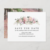 ピンクのバラ写真付き日付カードを保存 セーブザデート (正面/裏面)