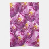 ピンクのバラ写真茶タオル キッチンタオル (縦)