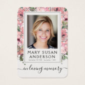 ピンクのバラ写真葬儀記念詩カード (正面)