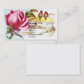 ピンクのバラ及び小さい鳥のビクトリア時代の人貿易カード 名刺 (正面/裏面)