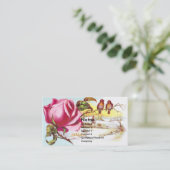 ピンクのバラ及び小さい鳥のビクトリア時代の人貿易カード 名刺 (スタンド正面)