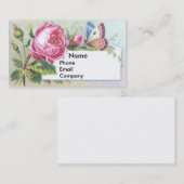 ピンクのバラ及び蝶ビクトリア時代の人貿易カード 名刺 (正面/裏面)