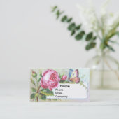 ピンクのバラ及び蝶ビクトリア時代の人貿易カード 名刺 (スタンド正面)