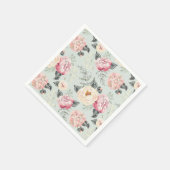 ピンクのバラ園の花模様 スタンダードカクテルナプキン (角)