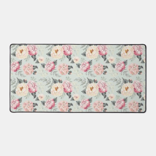 ピンクのバラ園の花模様 デスクマット (正面)