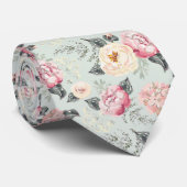 ピンクのバラ園の花模様 ネクタイ (ロール)
