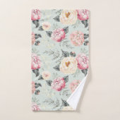ピンクのバラ園の花模様 バスタオルセット (ハンドタオル)