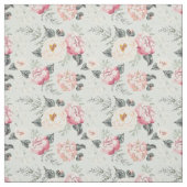ピンクのバラ園の花模様 ファブリック (見本)