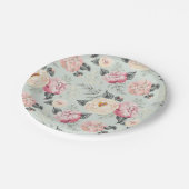 ピンクのバラ園の花模様 ペーパープレート (アングル)