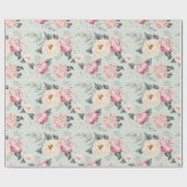 ピンクのバラ園の花模様 ラッピングペーパー (フラット)
