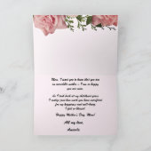 ピンクのバラ幸せな母親の日ママ カード (内部)