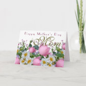 ピンクのバラ幸せな母親の日ママ カード (正面)