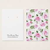 ピンクのバラ幾何学模様のイヤリングディスプレイカード (正面&裏面)