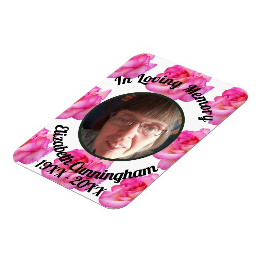 ピンクのバラ愛の思い出の記念撮影 マグネット (左側)