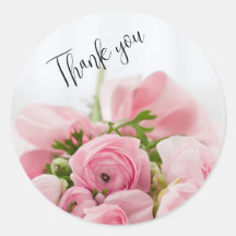 ピンクのバラ感謝していスステッカー
