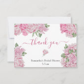 ピンクのバラ感謝していス – ユーブライダルシャワー サンキューカード (正面)
