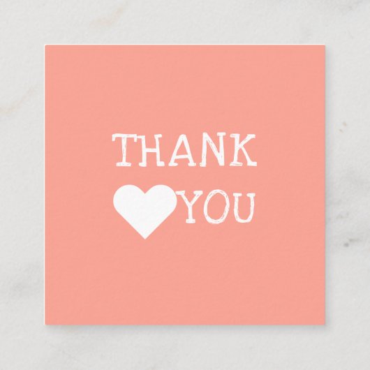 ピンクのバラ手作りラブプロダクトありがとう スクエア名刺 (裏面)