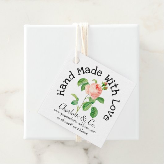 ピンクのバラ手作りラブプロダクトありがとう フェイバータグ (インサイチュ)
