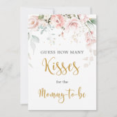ピンクのバラ推測ゲームの多くのキスのサイン 招待状 (正面)