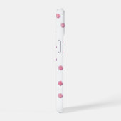 ピンクのバラ柄のスマホケース iPhone 15ケース (右側面)