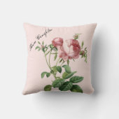 ピンクのバラ植物学 クッション (裏面)