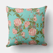 ピンクのバラ模様装飾枕をデザイン クッション (裏面)