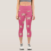 ピンクのバラ模様 カプリレギンス (正面)