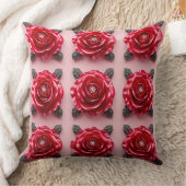 ピンクのバラ模様 クッション (ブランケット)