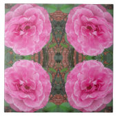 ピンクのバラ模様 タイル (正面)