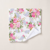 ピンクのバラ模様 バスタオルセット (ウォッシュタオル)