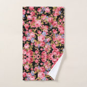 ピンクのバラ模様 バスタオルセット (ハンドタオル)