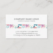 ピンクのバラ模様 名刺 (裏面)