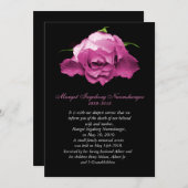 ピンクのバラ死の発表カード 案内状 (正面/裏面)
