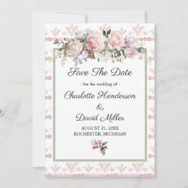 ピンクのバラ水の色のフローラ日付を保存 セーブザデート