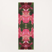 ピンクのバラ油絵鏡花柄 ヨガマット (正面)