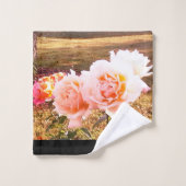 ピンクのバラ浴用タオルのセット バスタオルセット (ウォッシュタオル)