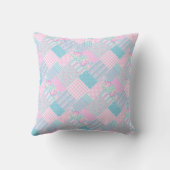 ピンクのバラ白い蝶パッチワークフェイク枕 クッション (裏面)