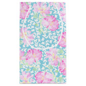 ピンクのバラ白い蝶、ブルースモール抱き枕 スモールペーパーバッグ (裏面)